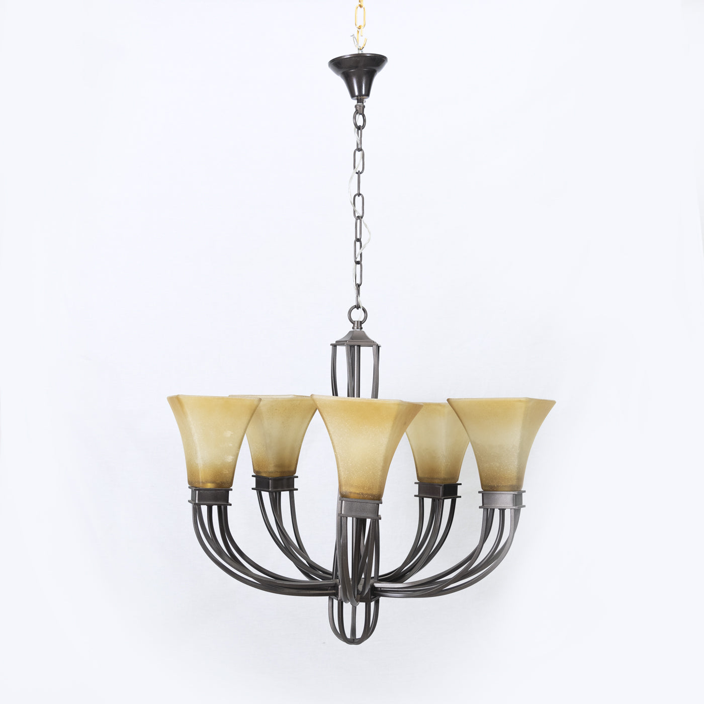 Rustic twisted metal 5 bulb chandelier