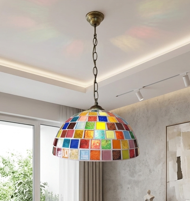Stained Glass colorful mosaic pendant light