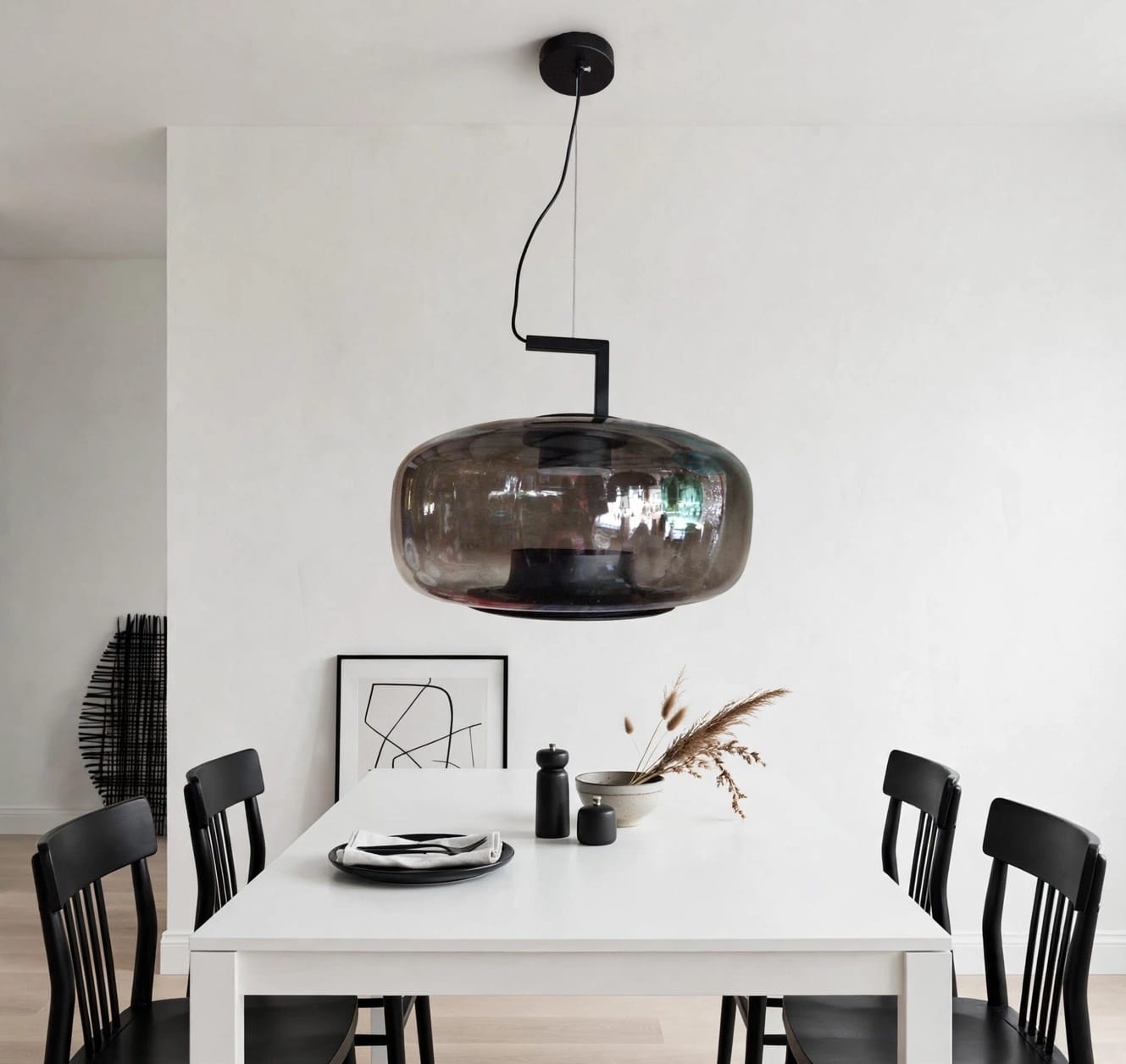 Black LED smoked glass Pendant HX02