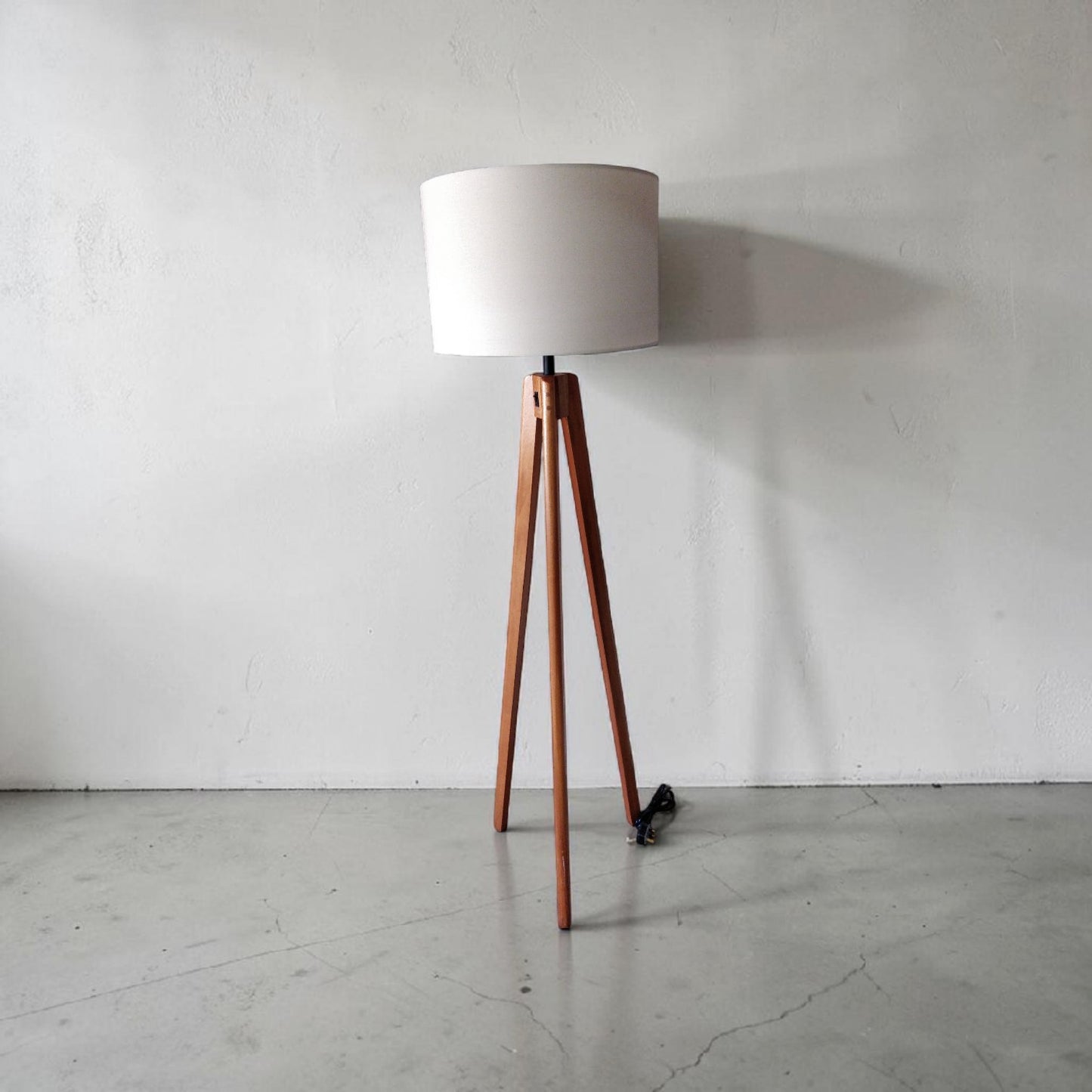 Mahogany Wooden Tripod Floor Lamp