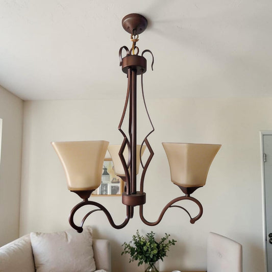 Coffee Brown 3 bulb with square yellow glasses