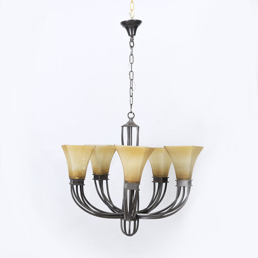 Rustic twisted metal 5 bulb chandelier
