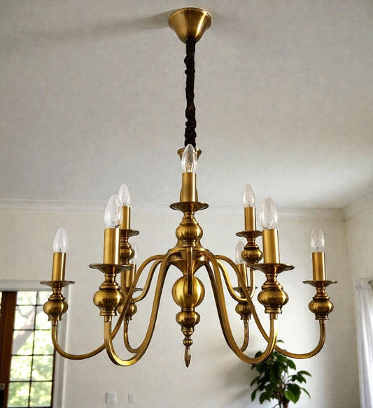 Antique brass Candelabra 9 bulb chandelier