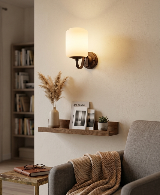 Coffee Colour Wall Light with Milky Glass 9595-1W