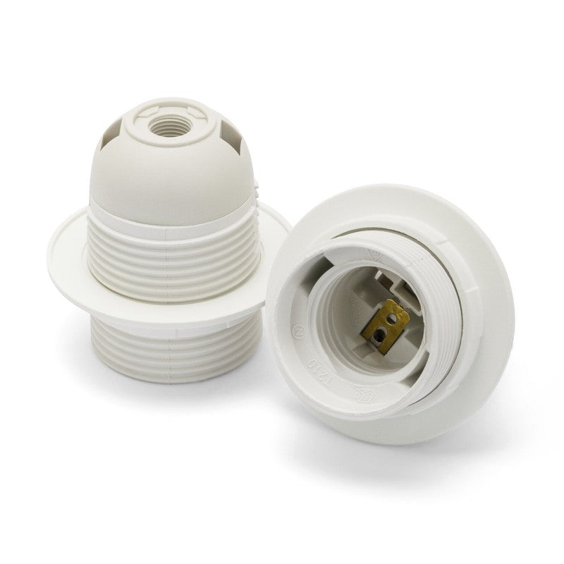 E27 Holder Full Thread White