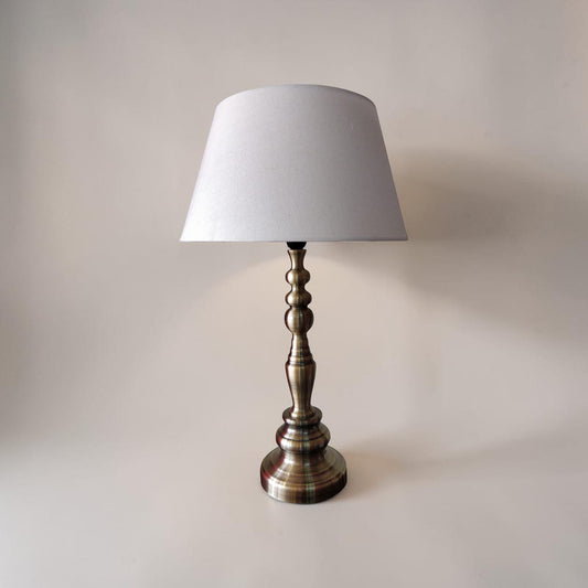 Victorian Brass Table Lamp with Linen Lampshade